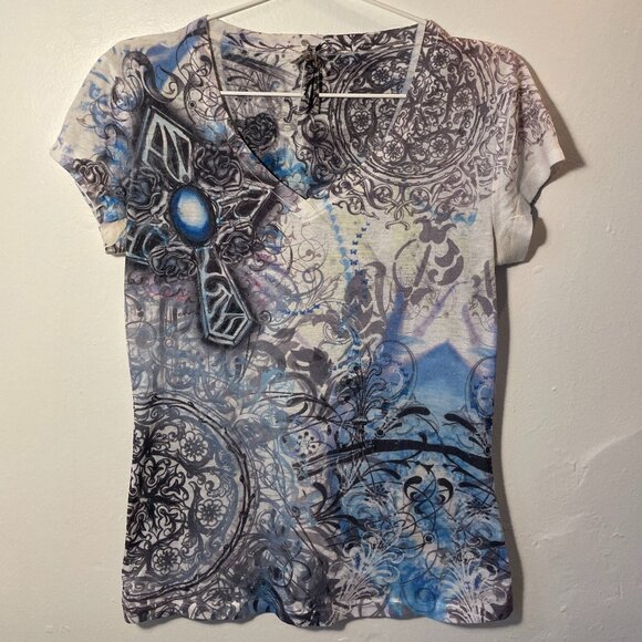 JO & CO Blue design T-Shirt - Picture 1 of 4